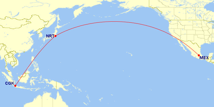 ANA メキシコシティ　ジャカルタルート
