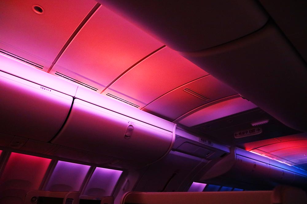 大韓航空ビジネスクラス 夜明けモード 大韓航空ビジネスクラス 夜明けモード