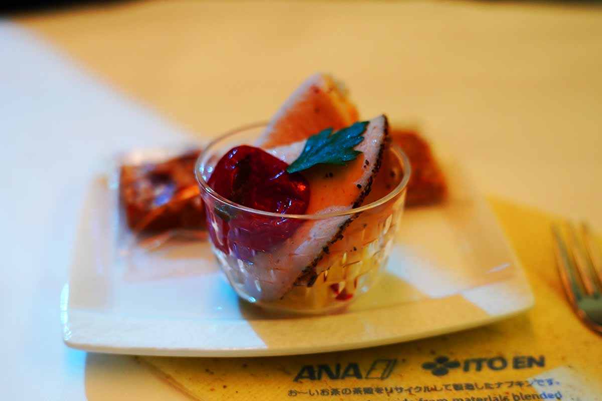 ANA Business class amuse pasrami chiken