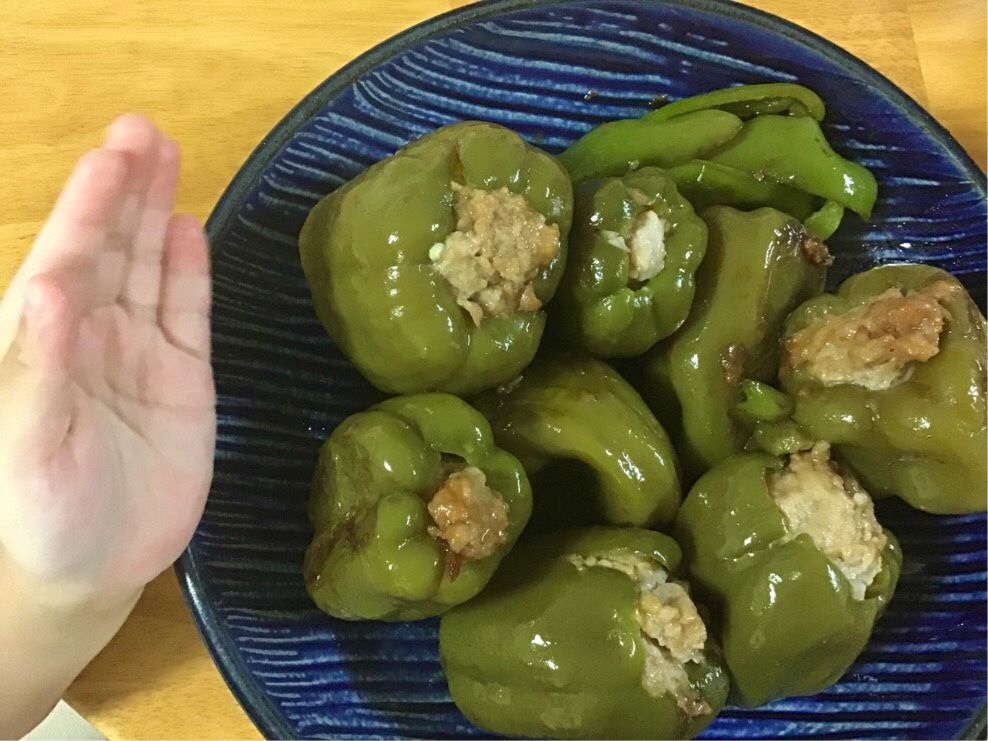 ピーマンそのまま肉詰め できあがり