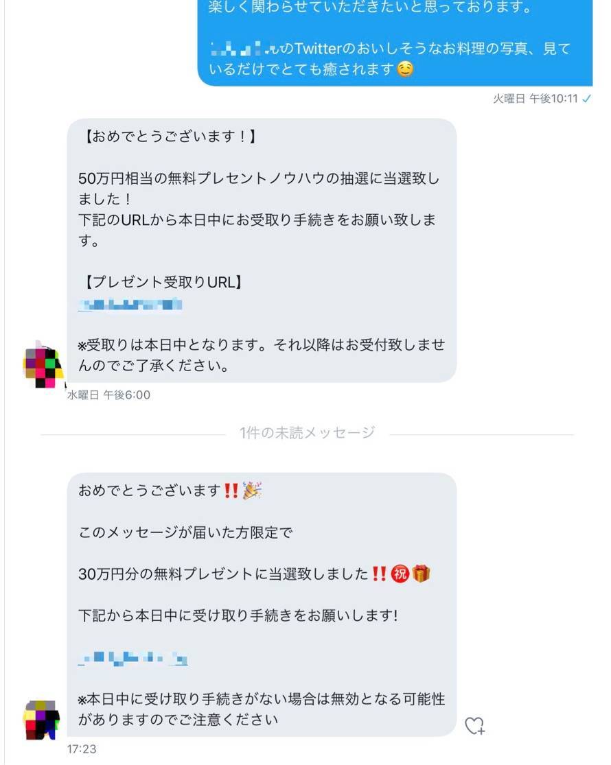 TwitterのDMのスクショ 相手のDM