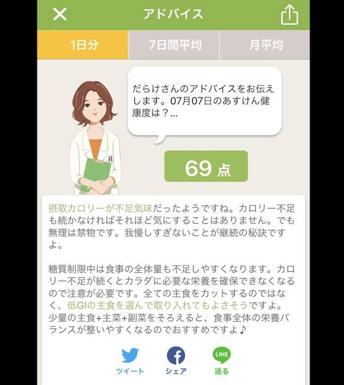 あすけんの未来さんのアドバイス