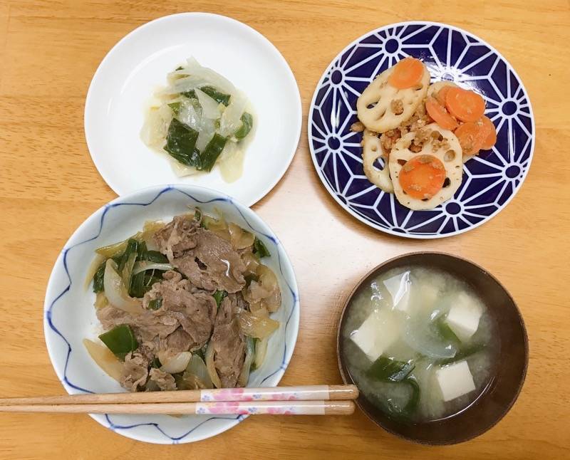 葉玉ねぎ晩ごはん