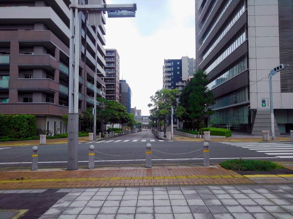 中央公園から姪浜駅方面を見たところ