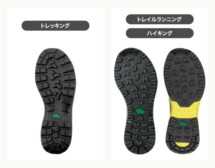 モンベル トレールグリッパー 用途別ソールパターン
