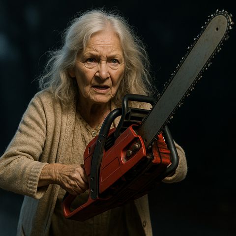 チェーンソーを持ったお婆ちゃん