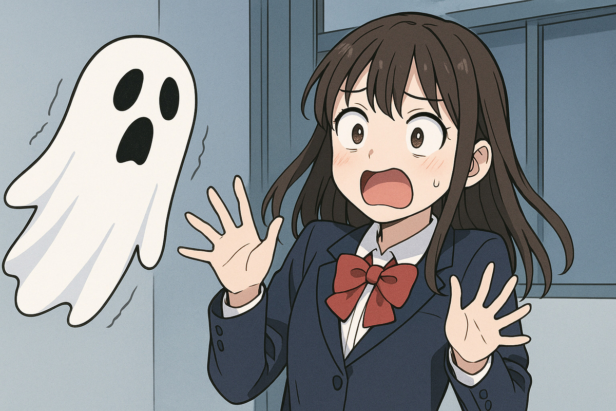 幽霊に驚く女子高生