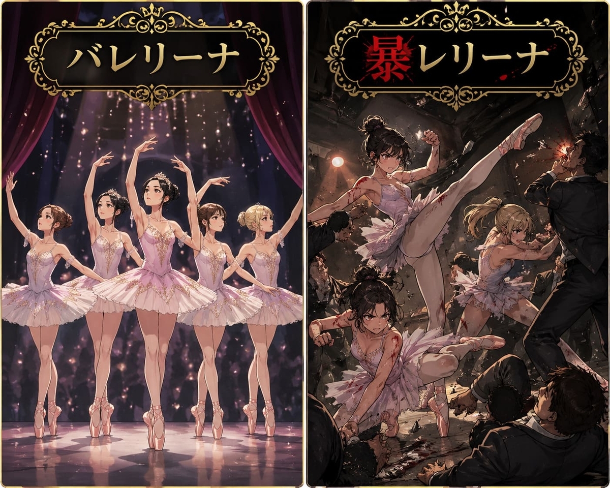 バレリーナと暴れリーナの比較