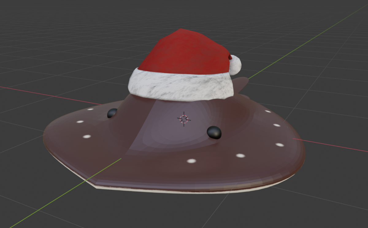 サンタ帽子を被るエイ