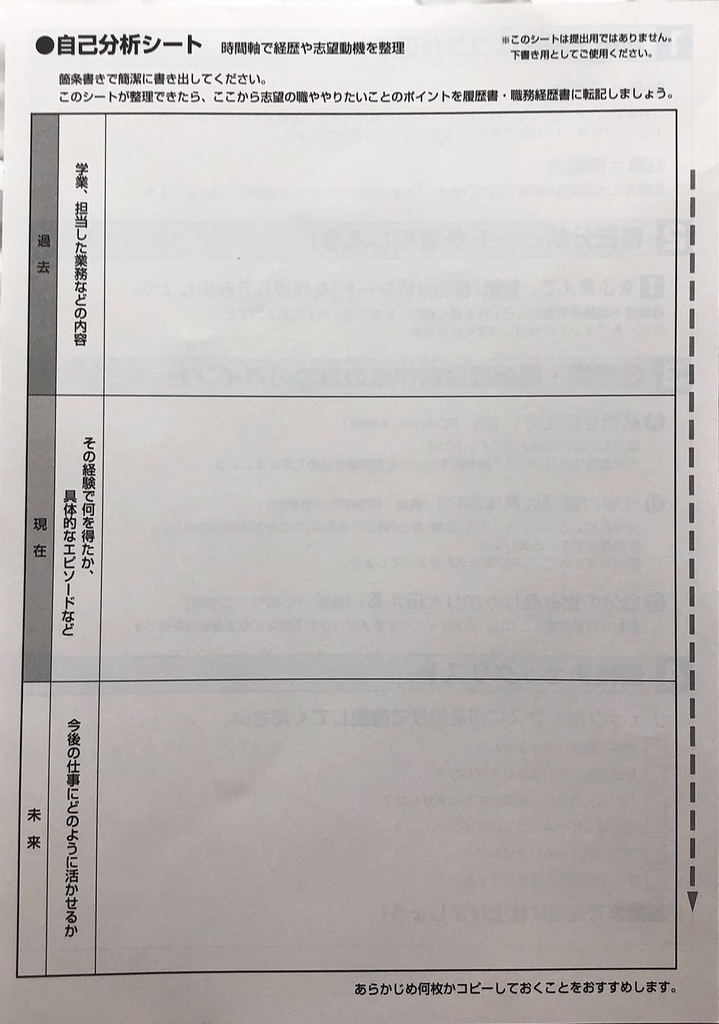 ローソンで売っている履歴書用紙一般用の自己分析シート