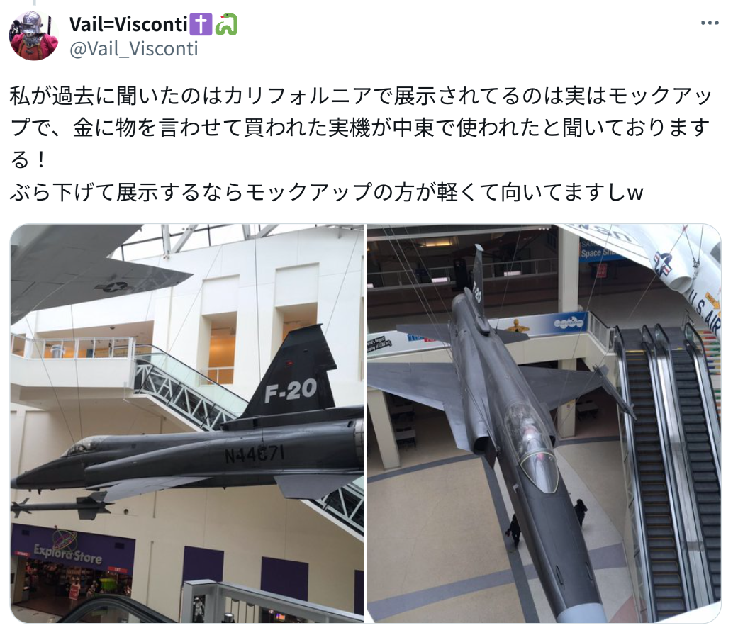 1986年に中東の某国で撮影されたF-20タイガーシャーク。』の事