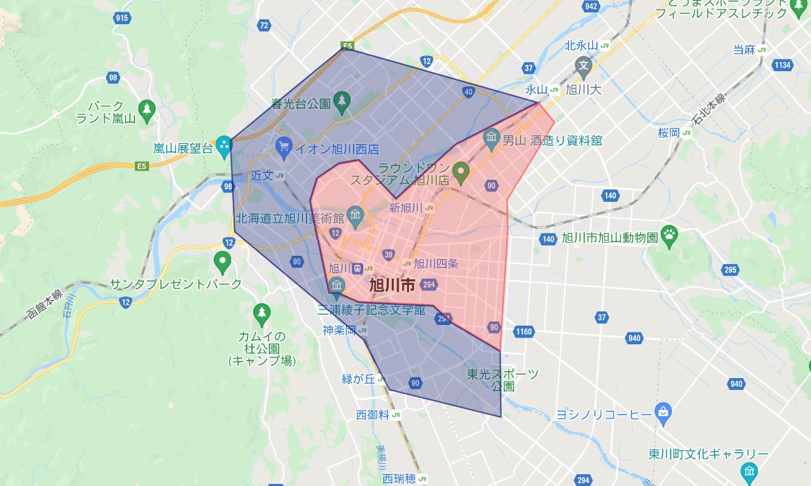 Uber Eats 配達エリア_旭川市