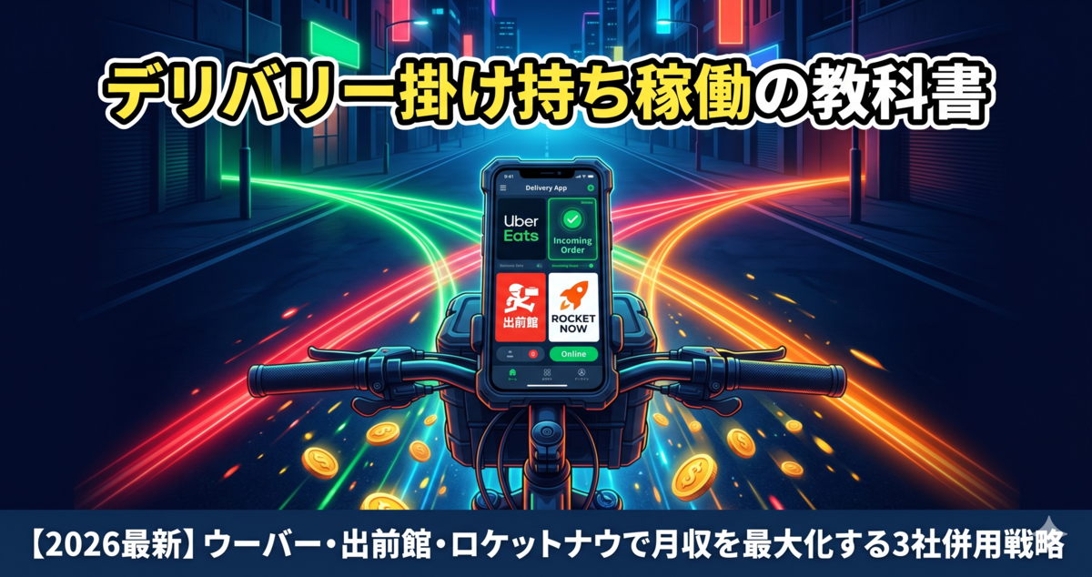 2026年版】Uber Eats・出前館・ロケットナウ 掛け持ち稼働の教科書 
