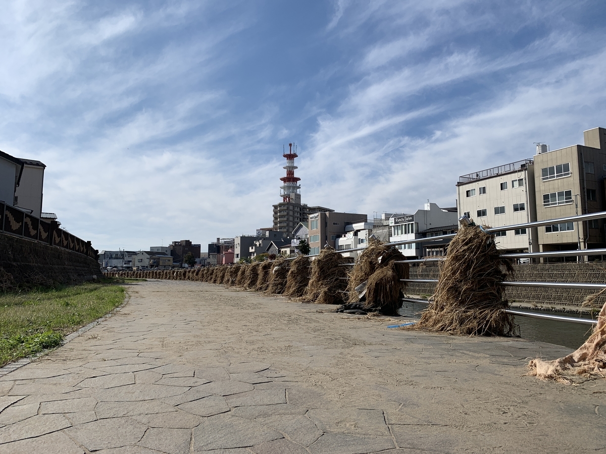 川砂に埋もれた遊歩道