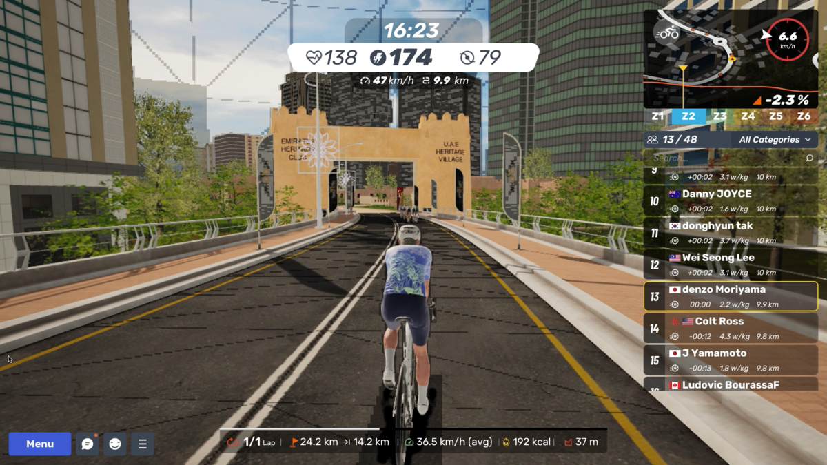 MyWhoosh Mission Report【Community Tour Stage1】レース中盤