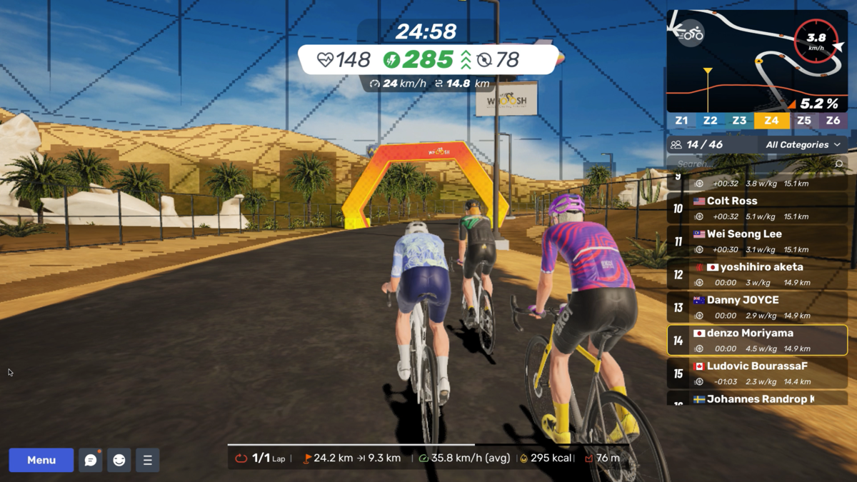 MyWhoosh Mission Report【Community Tour Stage1】勝負どころ