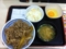 20111007の夕食。吉野屋。牛丼、味噌汁、コールスロー、玉子。