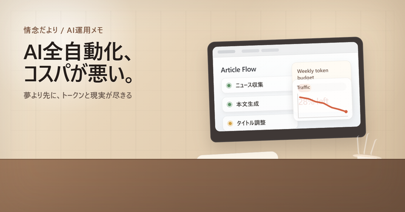 AIで記事作成から投稿まで全自動化してみた結果、トークン代と集客で詰んだ話