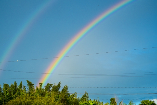 ステンドグラス　二重　虹
