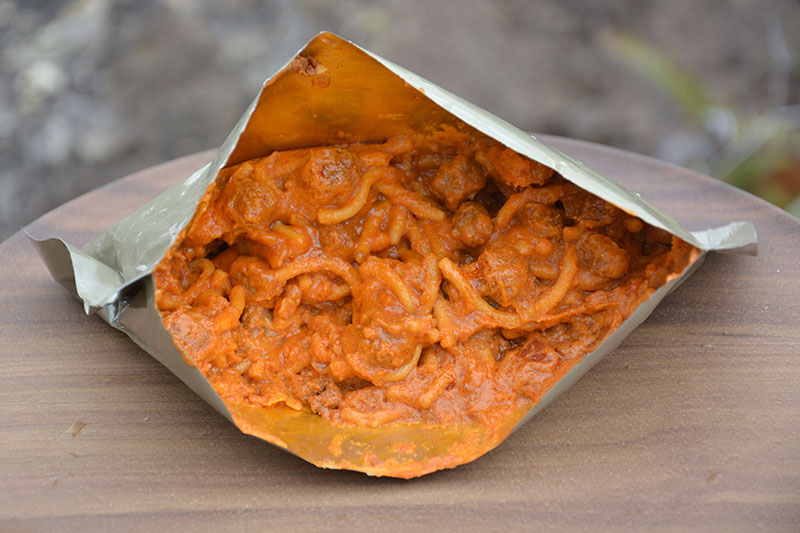 米軍の戦闘糧食「MRE」メニュー番号4「Spaghetti with Beef and Sauce