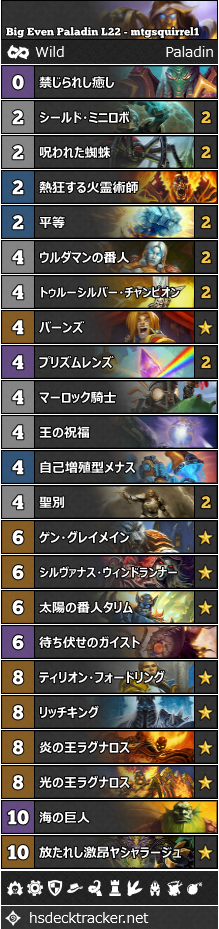 ワイルド ビッグ偶数パラディン Mtgsquirrel1 ハースストーン ワイルド デッキ Wild Everyday ワイルド ビッグ偶数パラディン Mtgsquirrel1 ハースストーン ワイルド デッキ Wild Everyday