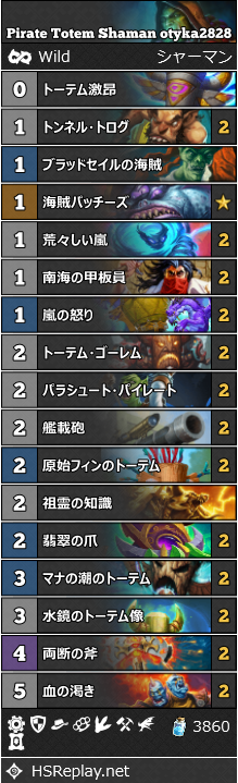 海賊トーテムシャーマン Otyka28 降魔の狩人 ワイルド ハースストーン ワイルド デッキ Wild Everyday