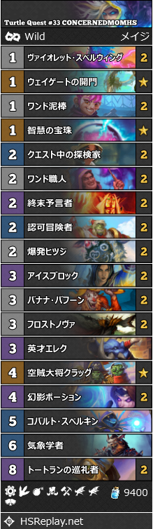 タートルクエストメイジ Concernedmomhs スクロマンス ワイルド レジェンド33位 ハースストーン ワイルド デッキ Wild Everyday タートルクエストメイジ Concernedmomhs スクロマンス ワイルド レジェンド33位 ハースストーン ワイルド デッキ Wild Everyday
