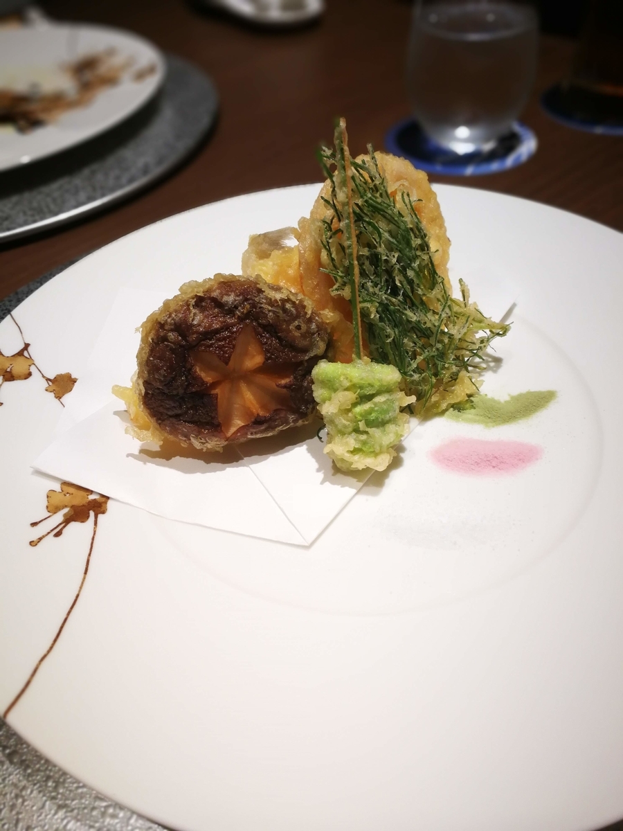 鴨川館　天ぷらコース　海老・魚・旬菜の盛り合わせ
