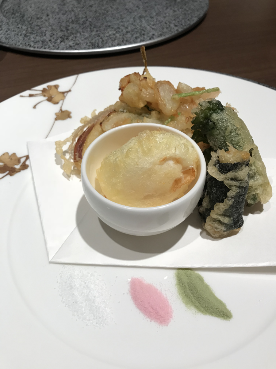 鴨川館　天ぷらコース　オリジナル変わり天ぷら盛り合わせ