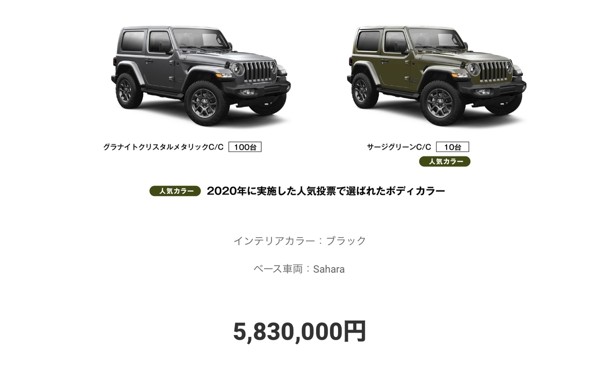 限定車 ジープラングラーjl80周年記念 80thアニバーサリーエディション 登場 じーあーるえす１８４
