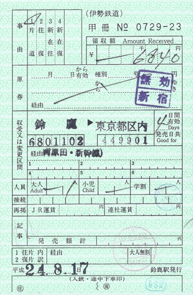 鉄道　切符　急行券　特急券　指定席券 まとめ 国鉄特急・急行・準急・指定席券