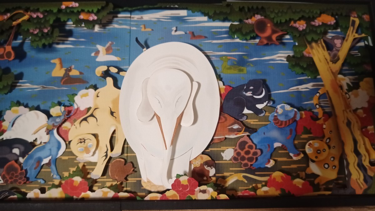 ペーパーレリーフ 伊藤若沖 樹花鳥獣図屏風 動物づくし まっくんち ペーパーレリーフ 伊藤若沖 樹花鳥獣図屏風 動物づくし まっくんち