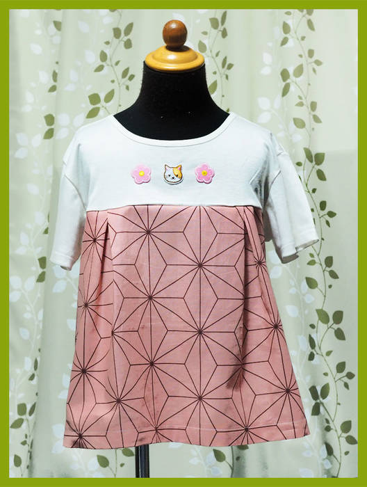 禰豆子　麻の葉　子供Tシャツ作り方　鬼滅の刃　洋裁