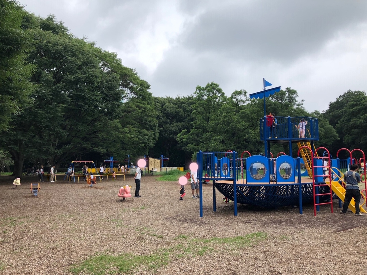 公園で遊ぶ親子