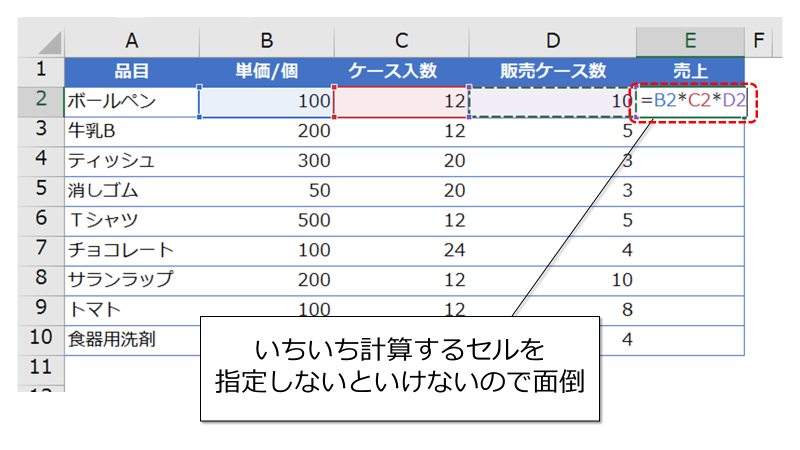 アスタリスクを使用する場合