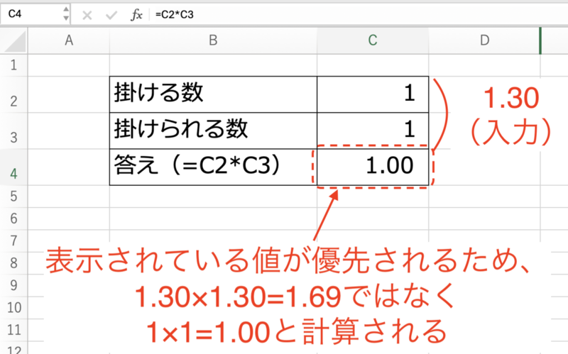表示桁数で計算するにチェックが入っている