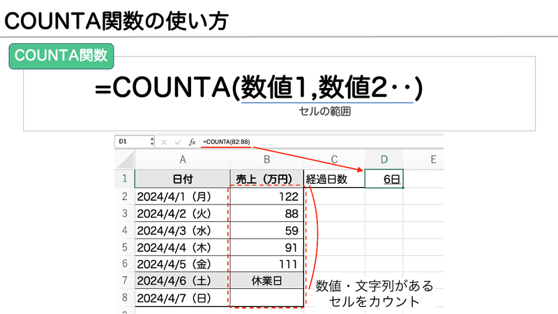 Excel_COUNTA関数の使い方