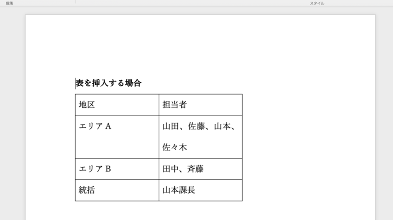 Word表が二段
