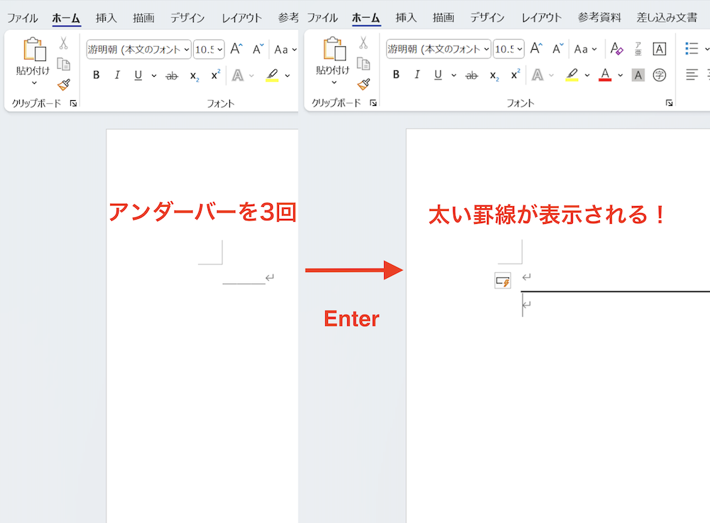 アンダーバーを3回入力した場合