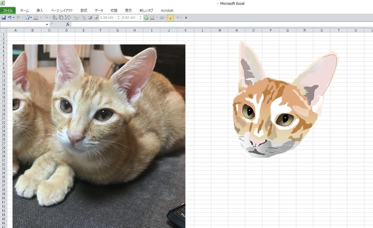 知人の保護猫の兄妹をエクセルで描いてみた 作画過程つき どかれふのexcel画廊