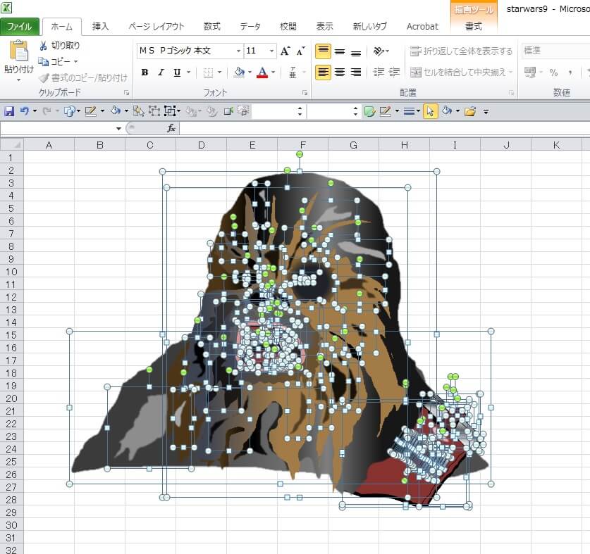 エクセル画でスターウォーズ チューバッカ どかれふのexcel画廊