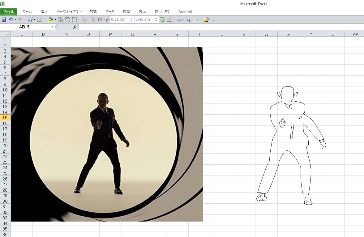 007オープニングの Gun Barrel Sequence のエクセル画イラスト どかれふのexcel画廊