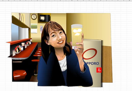 町中華姐さん、高田秋のエクセル画イラストキャプチャ版