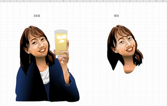 町中華姐さん、高田秋のエクセル画イラスト作画過程2日目