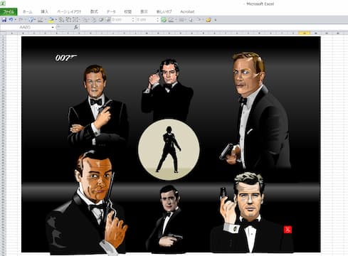 ジェームス・ボンド全員集合のエクセル画集合写真キャプチャ版