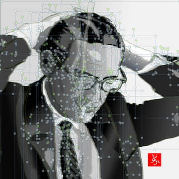 モダン・ジャズのピアニスト、ビル・エバンスのエクセル画イラストNewドット版