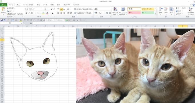 知人の飼い猫のエクセル画作画過程4