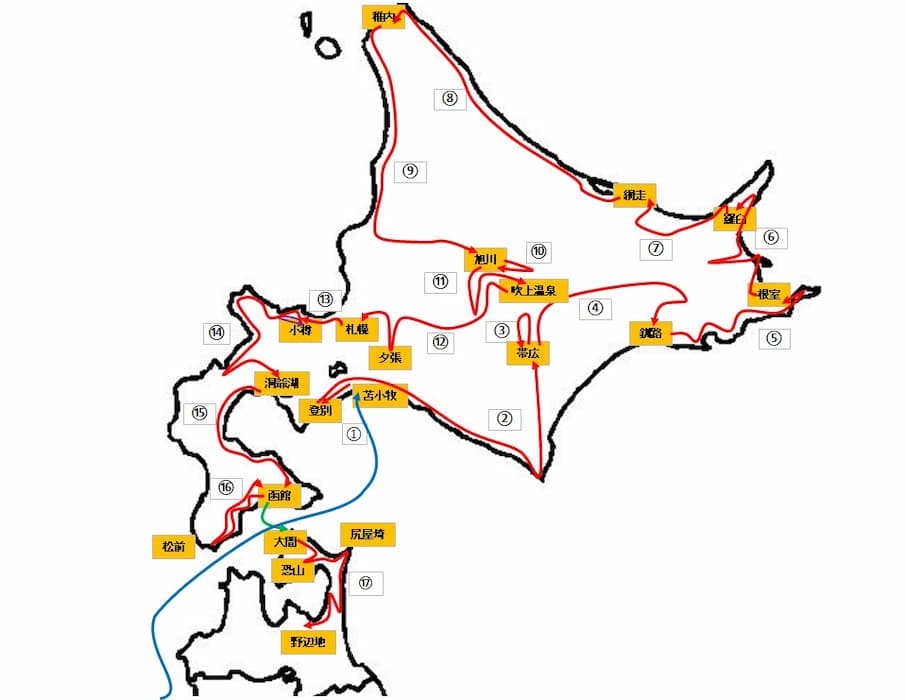 2020北海道ひとり旅の全ルート