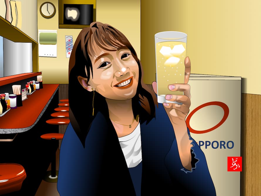町中華姐さん、高田秋のエクセル画イラスト