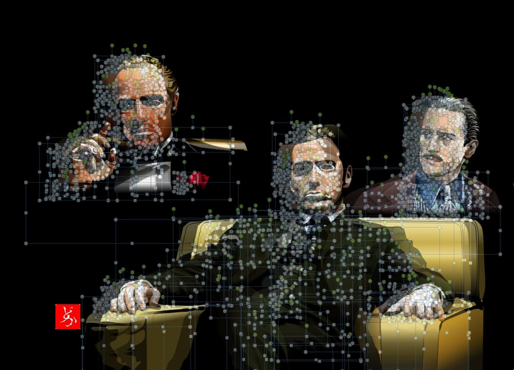 『ゴッドファーザー』の全員集合エクセル画Newドット版